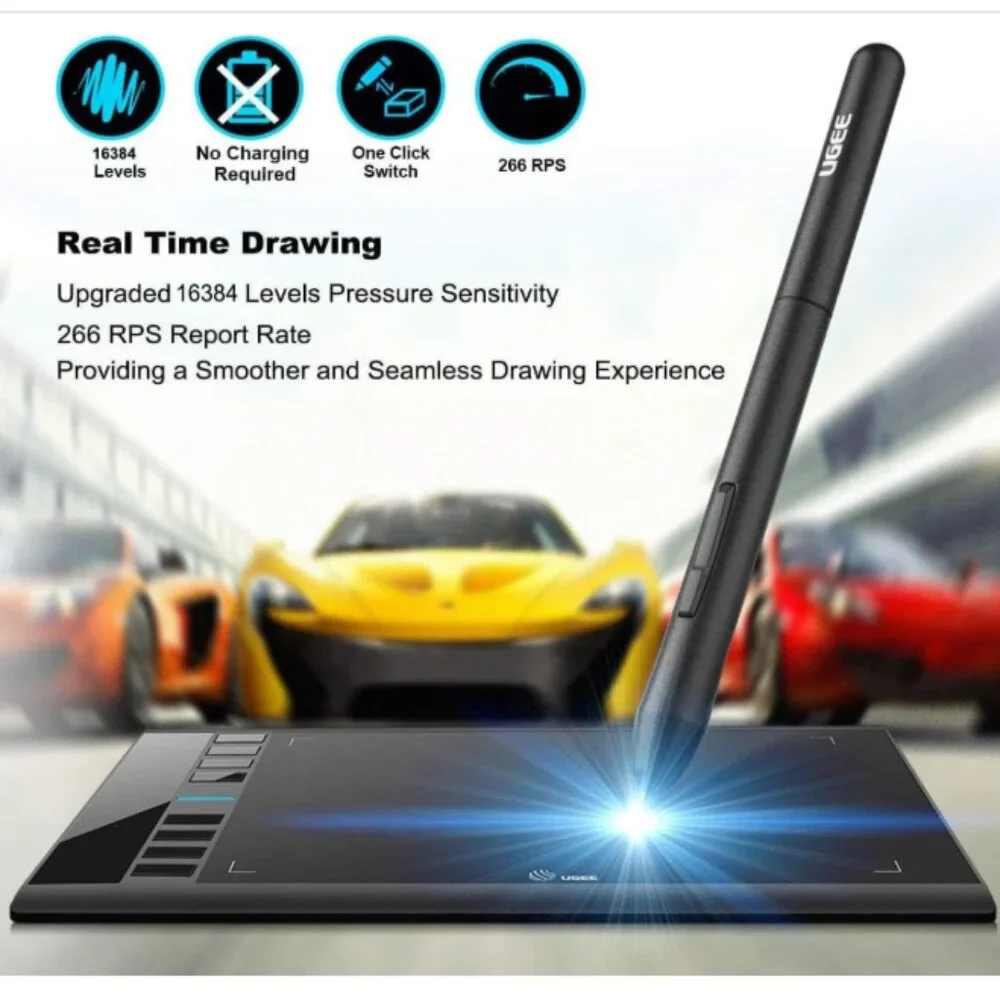Graphics Drawing Tablet, UGEE M708 10 x 6 inch Large Drawing Tablet with 8 Hot.